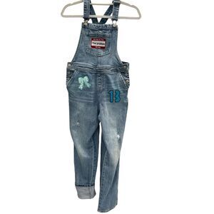 Taylor Swift Girls Overall Worn Denim Jeans Upcycled Cute Swiftie Fan Patches